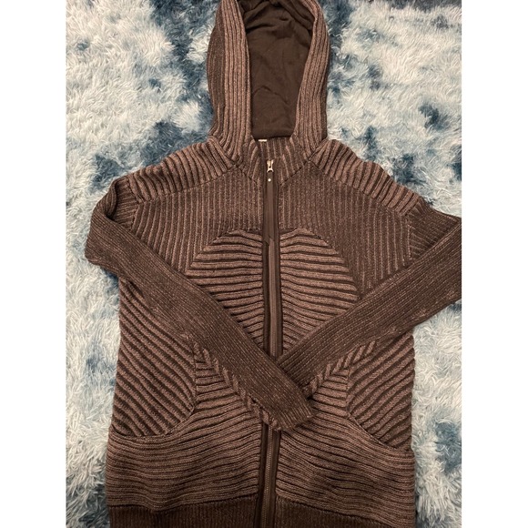Lululemon Gray Heathered Knit Hooded Full Zip Jacket Athleisure Women's - Picture 1 of 3